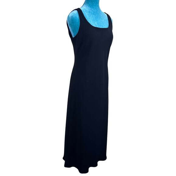 Evan-Piccone Midi Dress Black Women10 Flat Black sleeveless scoop neck - Picture 1 of 11
